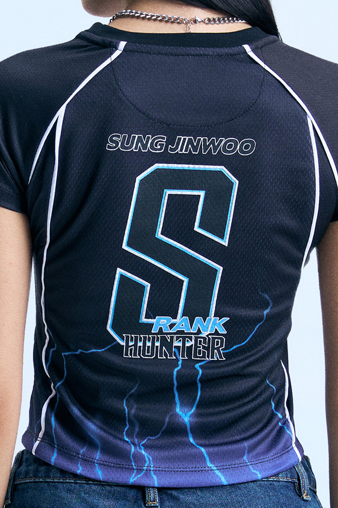 Raglan Jersey Graphic Slim Cropped T-Shirt