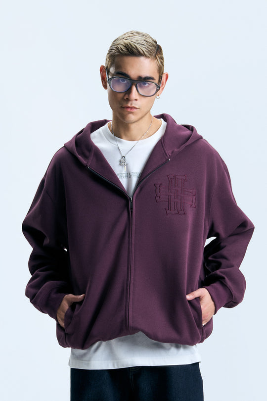 Zip-Up Embroidered Hoodie