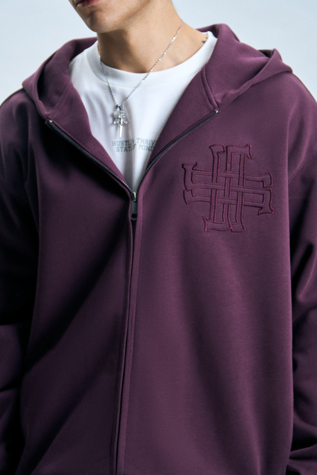 Zip-Up Embroidered Hoodie