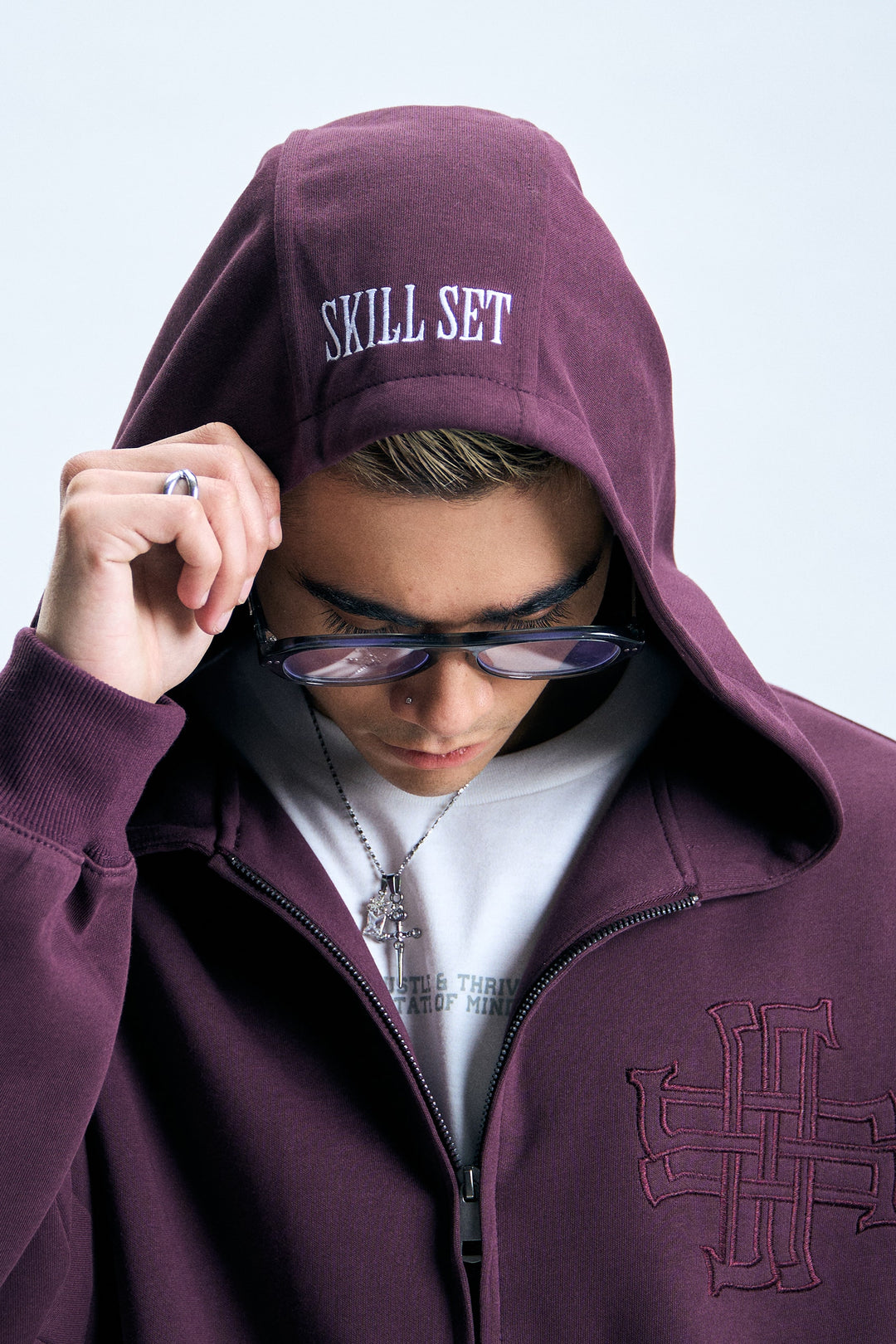 Zip-Up Embroidered Hoodie