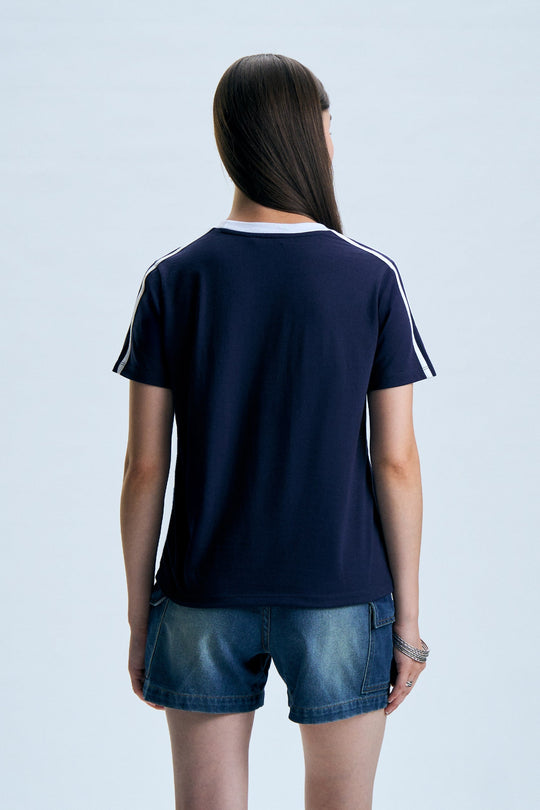 Shoulder Tape Ringer T-Shirt