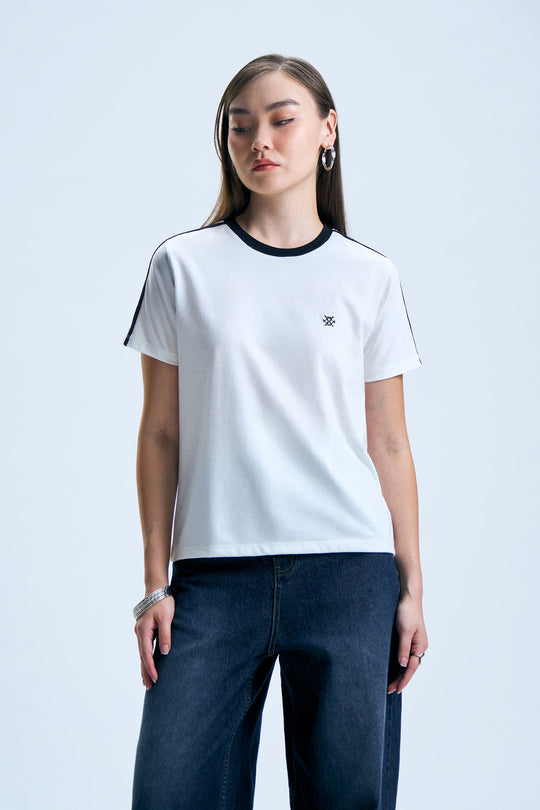 Shoulder Tape Ringer T-Shirt