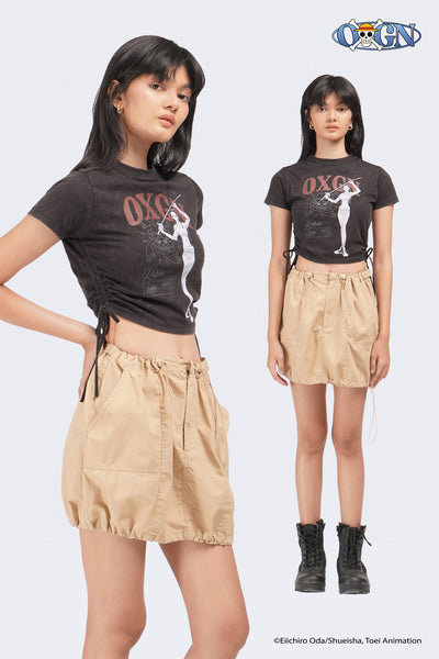One Piece x OXGN Robin Overdye Side Ruched Baby Tee