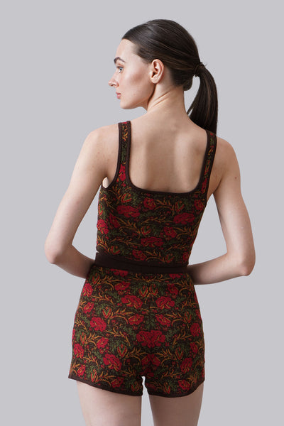 Jacquard All Over Print Square Neck Tank Top