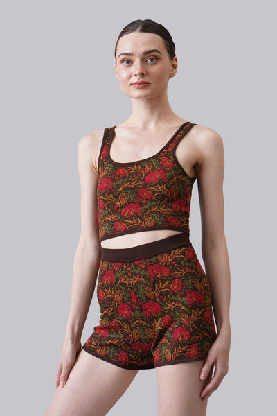 Jacquard All Over Print Square Neck Tank Top