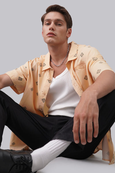 Men's Relaxed Patterned Shirt With All Over Print